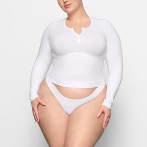 NWT SKIMS NEW VINTAGE LONG SLEEVE HENLEY IN SNOW